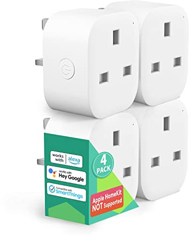 Meross MSS110 Smart Plug Mini - 13A WiFi Plugs Works with HomeKit, Alexa, Google Home, Compatible with SmartThings Wireless Remote Control Timer Plug No Hub Required (4 Pack) (Packaging may vary)