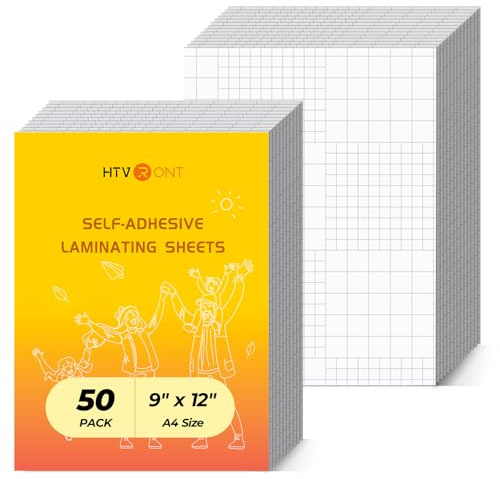 HTVRONT Self Adhesive Laminating Sheets - 50 Sheets, 4mil, 9 x 12 Inches Self Laminating Sheets, No Machine Needed Clear Laminating Sheets for Protecting Documents Photos Menus Stickers Book Cover