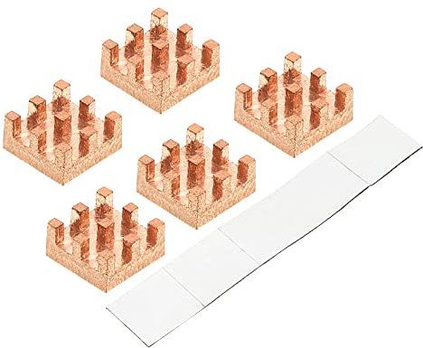 sourcing map Cobre Calor Disipador 6x6x3mm con Auto Adhesivo para IC Chipset Enfriador Paquete de 5