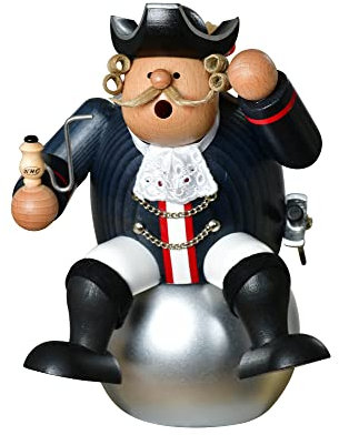 Rudolphs Schatzkiste Smoking Figurine Baron von Münchhausen W x H x D 13 x 18 x 12 cm Smoking Figure Smoker Smoker Candle Figure Man Wood Seiffen Ore Mountains Wood Snow