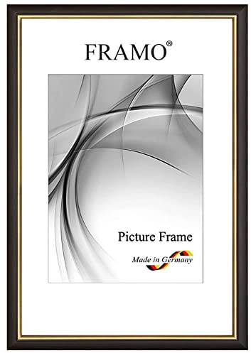 FRAMO Holz Bilderrahmen 33 x 98 cm aus Massivholz | Schwarz Gold | Farbe/Größe wählbar | Rahmen für Poster | Puzzle | Foto collage N°065