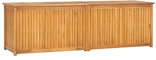 homiuse Cassa da Giardino in Legno Massello di Teak Mobiletto Da Esterno Baule Da Esterno Armadio Da Esterno Baule Plastica Mobili Da Esterno Panca Contenitore Esterno Baule Da Interno 175x50x55 cm