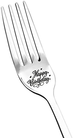 Happy Birthday Fork Gifts for Women Men Birthday Gifts for Friend Sister Brother Daughter Son Engraved Forks Salad Dessert Lover Gift for Him Her