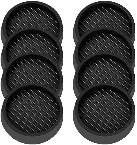 VOCOMO 3X3 Round Rubber Caster Cups, Non Slip Furniture Pads, Anti-Slip Gripper, Anti Skid Furniture Feet, Anti Slide Floor Protector for Bed Couch Table Chair Stoppers - Black, 8 Pack