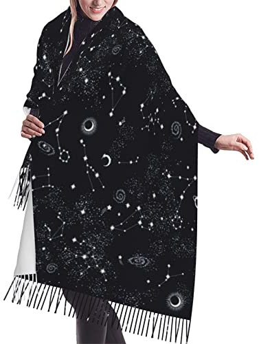 408 Damen Halstuch Mond, Weltraum, Planet, Sterne, Galaxie Deckenschal Mit Fransen Mode Halstuch Kälteschutz Damen Winter Schal Für Frauen Geschenk Freizeit 72X197Cm