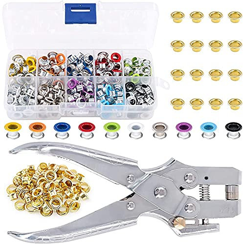 Wlauqueta - Kit de ojales de metal, 400 piezas, 3/16 pulgadas, 1 pinzas para ojales, kits de ojales de metal, conjuntos de ojales para zapatos