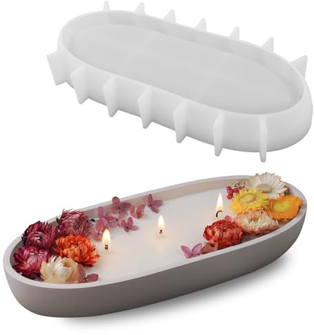 Wehous Molde de resina de cuenco grande, moldes de silicona ovalados de 11.6 pulgadas para cemento de hormigón de resina, molde de fundición epoxi para joyas, contenedor de almacenamiento de