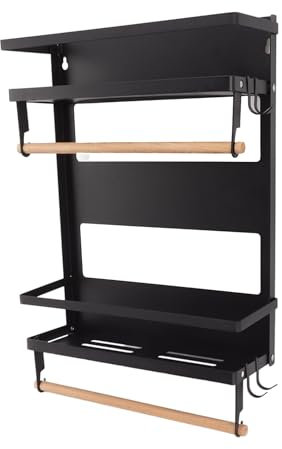 Cocoarm Magnetisches Kühlschrank-Gewürzregal, Verstellbar, Langlebig, Kühlschrank-Seitenregal, Platzsparend, Magnetisches Kühlschrank-Gewürzregal für die Küche, 30 Cm (Doppelte Etage erhöht)