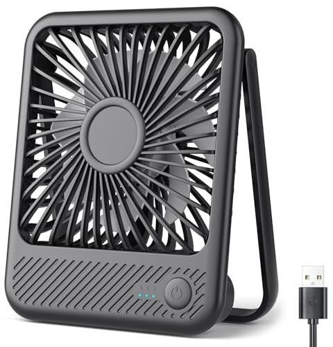 Koonie USB Desk Fan, 7ft Strong Airflow, 35dB Ultra Quiet, Mini and Portable, 3 Speeds Desktop Personal Fan, 180° Tilt Folding, Mini Table Fan for Home Office Table Bedroom (No Battery)