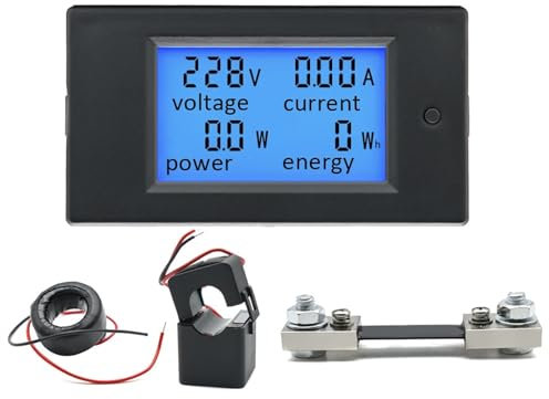 Voltímetro Digital con pantalla LED, amperímetro, vatímetro, medidor de energía de 12V, 24V, 110V y 220V, CA 80-260V CC 6,5-100V, 20A, 100A (Color : AC 20A Meter)