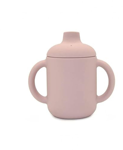 Gobelet en silicone | 100 % silicone de qualité alimentaire non toxique | Sans BPA et PVC | Double poignée | Couvercle anti-fuite | Tasse de sevrage de bébé pour boissons chaudes et froides (Mauve