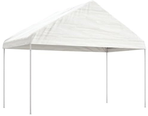 ShCuShan Pavillon mit Dach Weiß 4,08x2,23x3,22 m Polyethylen Pavillon Wasserdicht Garten Pavillion