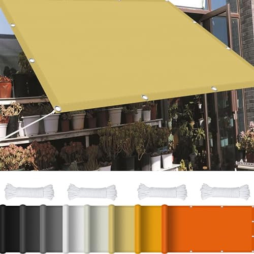 Sonnenschutznetz 1.5 x 4.2 m 98% UV Schutz Sonnensegel für Sandkasten mit Ösen Und Kordel,PES Polyester für Garten Balkon Terrasse Camping, Creme Farben