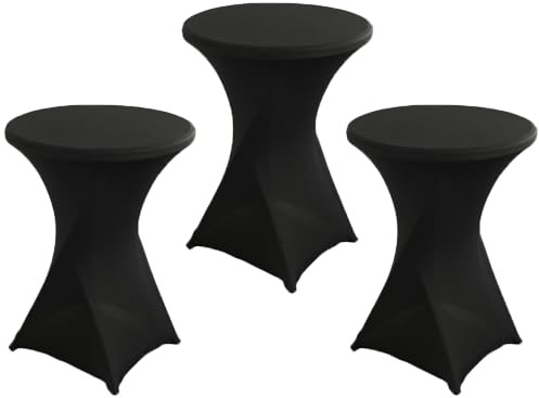 3er-Set Stretch Stehtisch Husse für Bistrotisch Ø 80-85 cm, Elegante Waschbare Tischdecke Cocktail Tisch Überzug Husse für Bar Geburtstagsfeier Hochzeit Bistrotische 80×110 cm (Schwarz)
