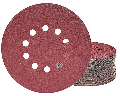 SZTVECFW Disques abrasifs 225 mm 10 Trous tampons de Papier de Verre Ronds Grain P120 25 pièces for Ponceuse à cloison sèche Ponceuse Longue Ponceuse Girafe
