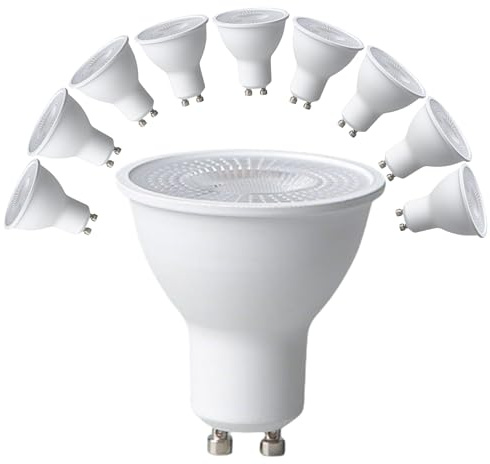 GU10 LED Light Bulbs Dimmable, GU10 Bulb Replacement for Recessed Track Lighting, 5.5W LED Bulbs with 38°Flood Beam for Kitchen, Range Hood, Living Room, Bedroom, 10 Pack (Warm White 2700K)
