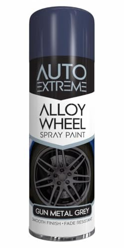 Auto Extreme Alloy Wheel Spray Paint 300ML, Ideal for Refreshing & Customizing Alloy Wheels | Long-Lasting, Chip, Fade Resistant- Available in Black Satin, Gun Metal Grey, Silver (Gun Metal Grey)