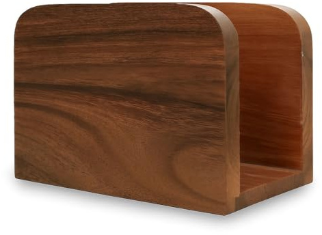 SHAFA IMPEX Acacia Wood Napkin Holder for Table, Wooden Napkin Holders for Kitchen, Standing Napkin Dispenser for Kitchen Dining Room Party Use, Kitchen Table Decor (Acacia 5.5D x 2.5W x 4H)