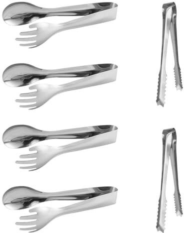 4 Cucharas Creativas Y 2 Pinzas Para Alimentos, Pinzas Para Alimentos De Acero Inoxidable, Pinzas Para Alimentos Antideslizantes, Utensilios De Cocina, Herramientas De Cocina