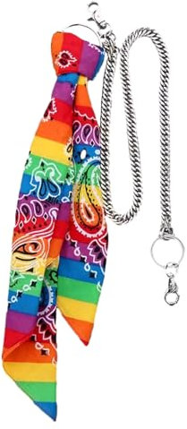 DIIOOMIEEU Buntes Hip-Hop-Baumwoll-Schlüsselanhänger, Hose, Kette, stilvolle Regenbogen-Baumwolle, Bandana, Hose, Kette, Rock-Punk, Halstuch, Geldbörsenkette