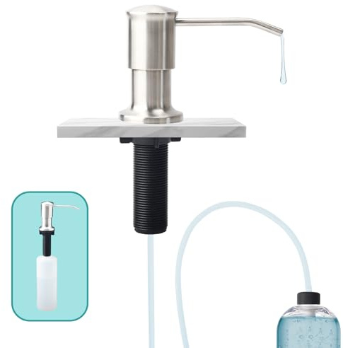 Dispenser Sapone Cucina 500ml, Acciaio Inox Antiruggine da Incasso | Dispenser Detersivo Lavello con Pompa Rotante 360°, Ricarica dall’Alto per Cucina e Bagno