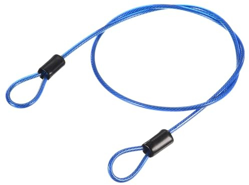 TOP-VIGOR 1 st säkerhetsstålkabel, 2,5 mm x 0,5 m/1,64 fot belagd säkerhetsvajer, dubbel ögla, flexibelt säkerhetskabellås för utomhusresor, bagage, cykel, blå
