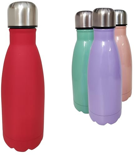 Botella agua personalizada laser - Acero Inoxidable | Botella Térmica Doble capa al vacio 12h Calor y 24h de Frío - sin BPA - 350-500 ml - Isotermica, Hermetica sin fugas. (Rojo, 350 ml)