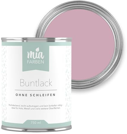 miafarben Buntlack ohne Schleifen matt 750ml (Mias Pfingstrose) | Möbelfarbe, Möbellack für Holz, Metall und Kunststoff, hochdeckend und wasserbasiert, für innen und außen