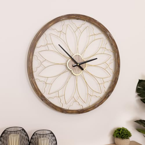 CHARLES BENTLEY Ullswater Wall Clock Metal Vintage, Wood, Natural Wood