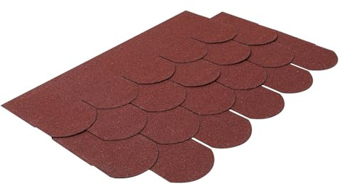 HaiYiZuhause Bitumen Dachschindeln, 3 m², 21 Stück Dachschindeln für Gartenhaus und Carport, Bitumen (Rot, Fischschuppenmuster)