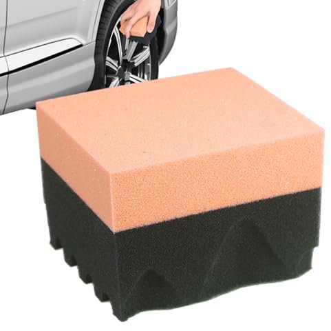 Applicatore in schiuma per la cura dei pneumatici, spazzola per forme d'onda con impugnatura ergonomica ottimizzata, consente una presa riutilizzabile, tampone di cera assorbente per la rimozione