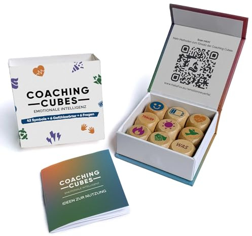 metaFox Coaching Cubes for Emotional Intelligence – 9 dadi con domande di coaching per emozioni, sviluppo personale – come strumenti di terapia, story cubes, conversation cubes, giochi terapeutici
