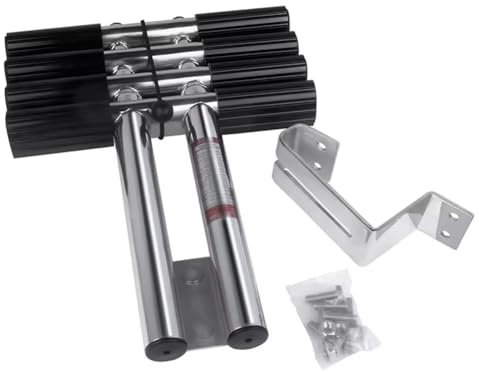 4-Step Stainless Steel Diving Ladder for Boat, Yacht, Pontoon & Pool - Durable Transom Mount, Sport Dive Ladder with Bracket - Silver Finish, Easy Access