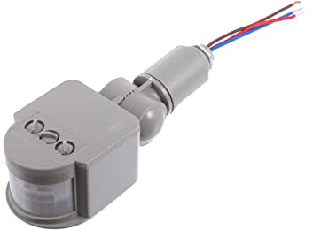 Luxshiny Sensor De Movimiento Pir Infrarrojo Luz De Seguridad Led 85-265v Gris Abs Alta Sensibilidad para Exteriores Interiores Detector Configuración Ajustable 5s-6min Iluminación Hogar