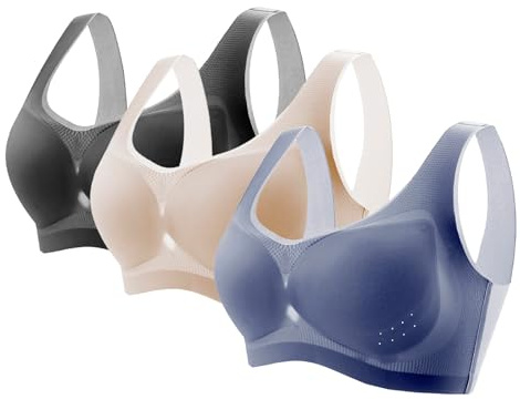 Cocila Reggiseno Donna Confezione da 3 Reggiseni Sportivo da Donna di Grandi con Traspirante Cuciture Reggiseno Sottile Estivo Ice Comfort Top Tezenis Morbido di Base XXL