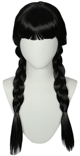 Linfairy Peluca larga y recta para fiesta de disfraces de Halloween peluca de cosplay para mujer (Negro, Adult)