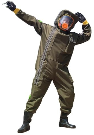 Imkeranzug, Wespenkleidung, Anti-Bienen-Verdickung, kompletter Satz atmungsaktiver, fannder Bienen, Anti-Hornissen-Anzug mit Ventilator, Imker-Ausrüstung, Werkzeug(Green,12V fan XXL)