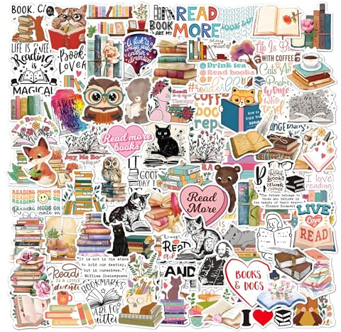 liuchanghe Adesivi per Libri, 100 Pezzi Adesivi da Lettura, Vinile Impermeabili per Bagaglio, Scrapbook, Chitarra, Bottiglia d'acqua, Regalo per Adolescenti, Bambini e Bambine