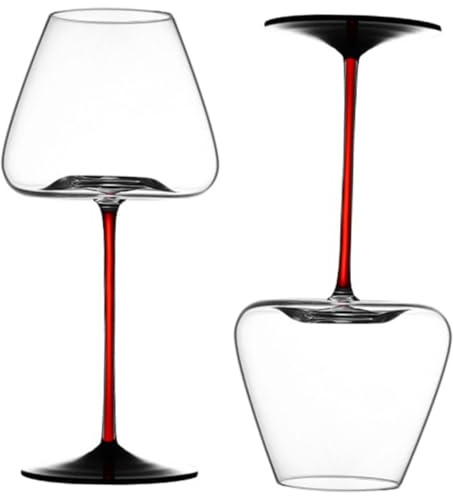 Cabilock 2 Pièces Verres à Vin Réutilisables Halloween Gobelets Verre avec Pied Noir et Tige Rouge Calices à Cocktail Thème Vampire pour Fête et