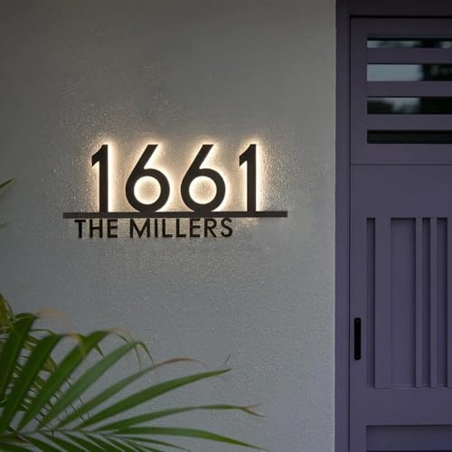 Targhe Luminose A LED Personalizzate Per Esterni, Targhetta Personalizzate Con Nome Della Via E Numero Civico, Insegne Luminose Galleggianti Per Esterni Per Giardini E Cortili(18in)