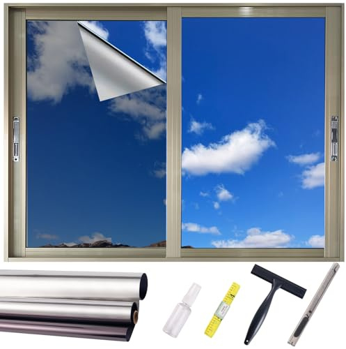 Heat Reflective Sun Blocking One-Way Mirror Privacy Window Film 44.5*300cm