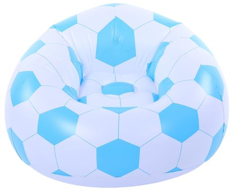 HELEVIA Aufblasbarer Lounge-Sessel, Tragbares Fußball-Sofa aus PVC, für Wohnzimmer, Schlafzimmer, Balkon, Büro, Reisen, Blau