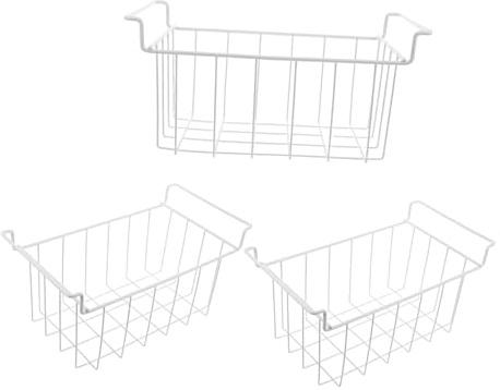 BAZEITFLOW 3 Cestas Colgantes de Alambre para Congelador 42x22x20 Cm, Organizador de Almacenamiento para Congeladores Horizontales, Malla Resistente Compatible con Refrigeradores y Arcones