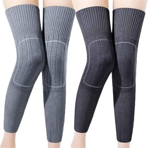REALOKMAN Warm Stretch Long Knee Pads Comfortable Thermally Elastic Self-Heating Knee Warmers Brace Support for Men Women