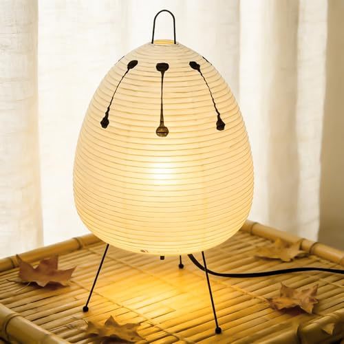 Reispapier Lampenschirm, Papier Tischlampe Weiß Nachttischlampe Stehlampe Tischleuchte Lampenschirm mit E27 Fassung, Schalten & Glühbirne, Stimmung Hängelampe Ersatzlampenschirme 1.5m kabel, H 47cm
