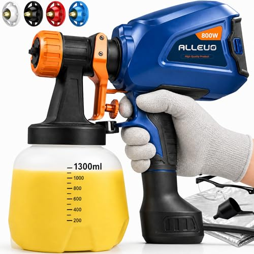 ALLEVO® Pistolet a Peinture 800W – Pulverisateur Electrique de Peinture 1300ml, 4 buses, Pulvérisateur Électrique, Pulverisateur a main, Pulvérisateurs de peinture, Accessoires, Murs, Meubles, Plafond