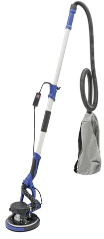 LKHDONG Smerigliatrice per cartongesso, 750 W, a 6 marce, giraffa abrasiva, Ø 255 mm, levigatrice a collo lungo, con luce LED e 6 fogli abrasivi (blu 2)