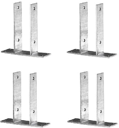 4 x U-Pfostenträger zum Aufdübeln aus Stahl, feuerverzinkt – 71 / 81 / 91 / 101 / 121 / 141 mm – Pfostenträger für Holzzaun, Sichtschutz, Pergola & Carport (71 mm)
