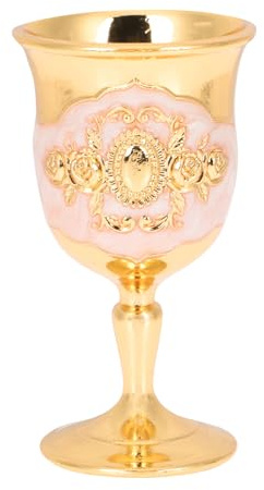 NUOBESTY Gobelet à Vin Rétro en Alliage de Zinc Doré et Blanc, Coupe Vintage pour Fête et Banquet, Verre Métal Élégant pour Bar et Restaurant, Conteneur à Vin Décoratif, Lot Unique