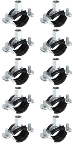 sourcing map 10 Pcs Split Ring Pipe Hanger 1 (25mm) Galvanized Steel Sheet Wall Ceiling Mount Adjustable Pipe Bracket Clamp for Plumbing HVAC (M8,M10)